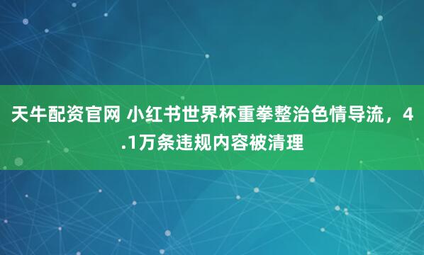 天牛配资官网 小红书世界杯重拳整治色情导流，4.1万条违规内容被清理